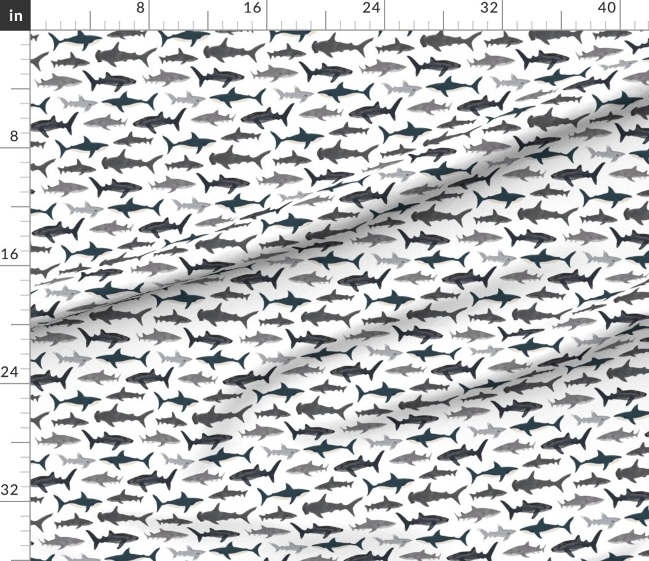 Watercolor Sharks Modern Nautical Sea Life Ocean Animals Hammerhead Custom Printed Fabric by Spoonflower Various Fabrics by the Yard or Fat Quarter